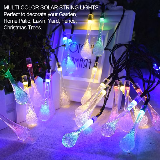 Water Drop Solar String LED Lights for Garden Decoration