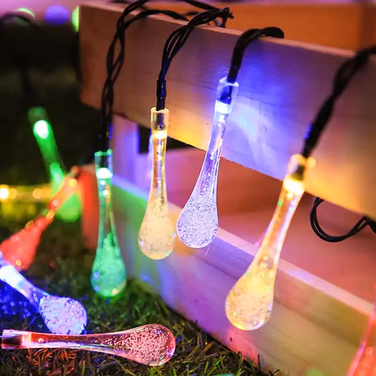Water Drop Solar String LED Lights for Garden Decoration