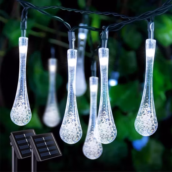 Water Drop Solar String LED Lights for Garden Decoration