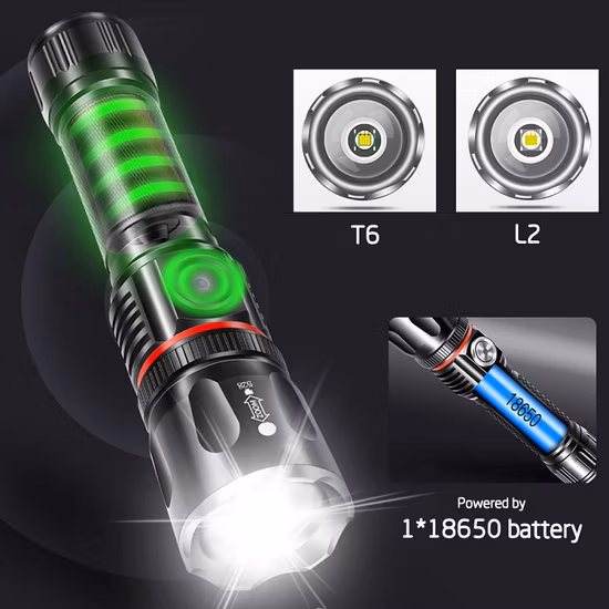Helius Work Lamp Tail Magnet Zoomable COB Rechargeable LED Tactical Flashlights