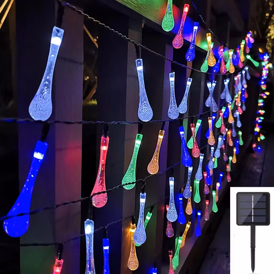 Water Drop Solar String LED Lights for Garden Decoration